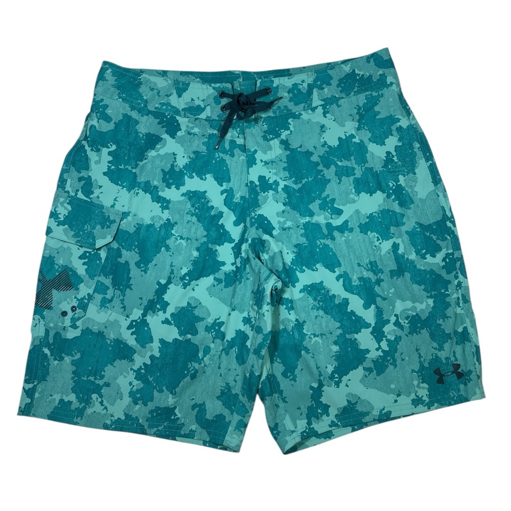 Under Armour HeatGear Men’s Board Shorts Size 36 Teal Camo